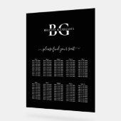 白黒モノグラム結婚の座席表 アクリルサイン (傾斜)