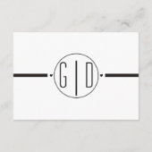 白黒モノグラム結婚の詳細挿入カード エンクロージャーカード (裏面)