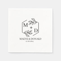 白黒モノグラム結婚コースター