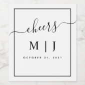 白黒モノグラム結婚ズ ワインラベル (シングルラベル)