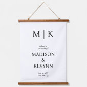 白黒モノグラム結婚ズ 吊り下げ型タペストリー (正面)