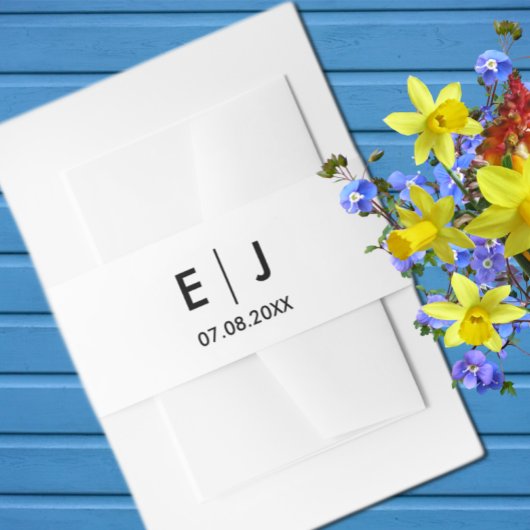 白黒モノグラム結婚ズ 招待状ベリーバンド