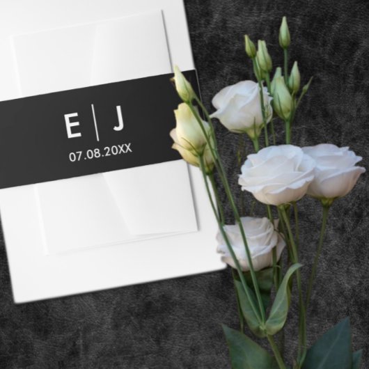 白黒モノグラム結婚ズ 招待状ベリーバンド