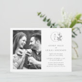 白黒モノグラム結婚写真 招待状 (スタンド正面)