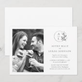 白黒モノグラム結婚写真 招待状 (正面/裏面)