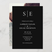 白黒モノグラム結婚写真 招待状 (正面/裏面)