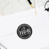 白黒モノグラム結婚差出人住所 ラウンドシール