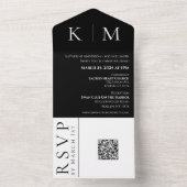 白黒モノグラム結婚式の招待 –  オールインワン招待状 (内側)