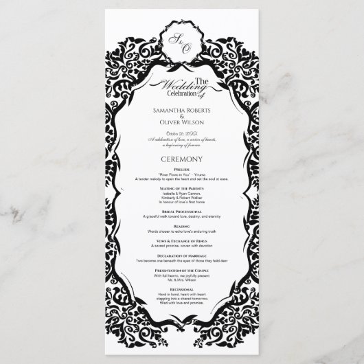白黒モノグラム結婚式 プログラム (正面)