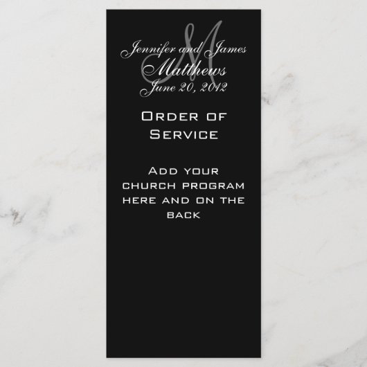 白黒モノグラム結婚式 プログラム (正面)