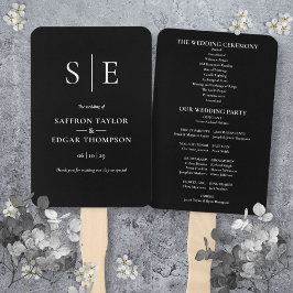 白黒モノグラム結婚式 プログラム ハンドファン