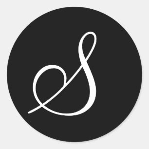 白黒モノグラム結婚手紙の封印 ラウンドシール