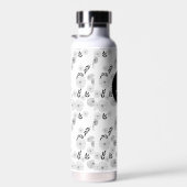 白黒モノグラム野生のフラワードードル ウォーターボトル (右面)