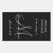 白黒モノグラム長方形ウェディングラベル 長方形シール (正面)