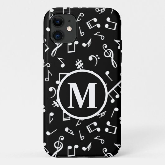 白黒モノグラム音楽ノート Case-Mate iPhoneケース (裏面)