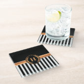 白黒モノグラム ガラスコースター (アングル)