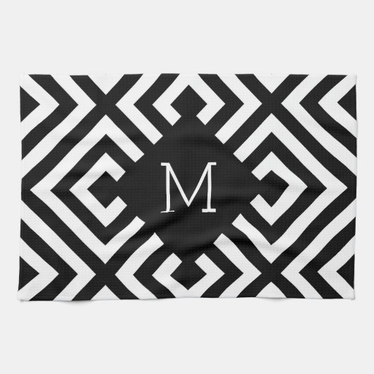 白黒モノグラム キッチンタオル (横)
