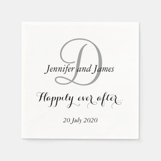 白黒モノグラム スタンダードカクテルナプキン (正面)