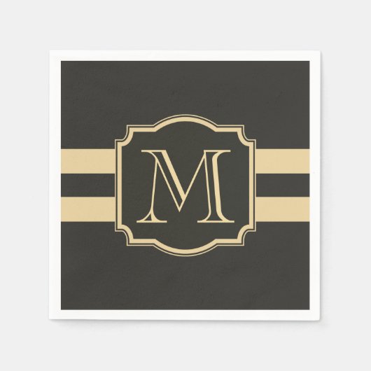 白黒モノグラム スタンダードカクテルナプキン (正面)