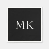 白黒モノグラム スタンダードカクテルナプキン (正面)