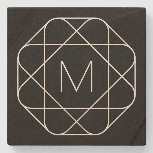 白黒モノグラム ストーンコースター (正面)