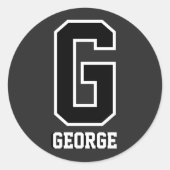 白黒モノグラム | スポーティはっきりしたモダンな ラウンドシール (正面)