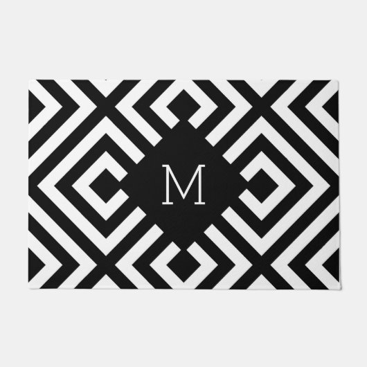 白黒モノグラム ドアマット (正面)