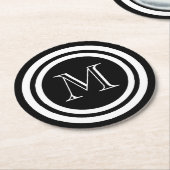 白黒モノグラム ラウンドペーパーコースター (アングル)