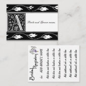 白黒モノグラムAブライダルレジストリカード エンクロージャーカード (正面/裏面)