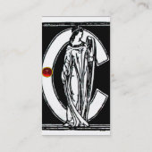 白黒モノグラムC文字，赤ルビー宝石 名刺 (裏面)