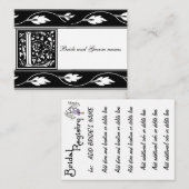 白黒モノグラムLブライダルレジストリカード エンクロージャーカード (正面/裏面)