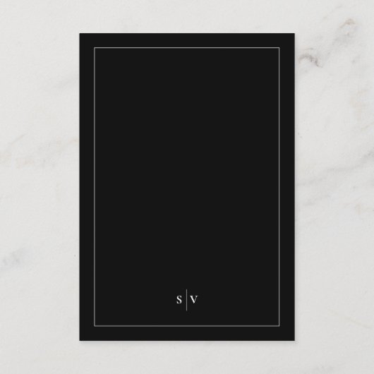 白黒モノグラムQRコードエレガントな結婚式 エンクロージャーカード (裏面)