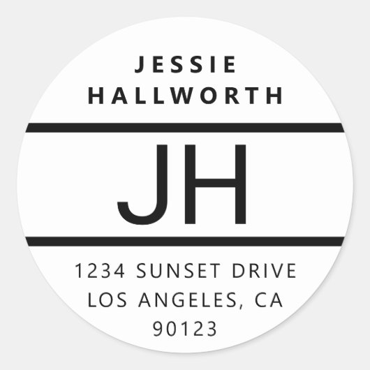 白黒モノグラモダンムはっきりした ラウンドシール (正面)