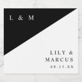 白黒モノグラモダンムエレガント結婚ズ スパークリングワインラベル (シングルラベル)