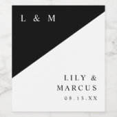 白黒モノグラモダンムエレガント結婚ズ ワインラベル (シングルラベル)