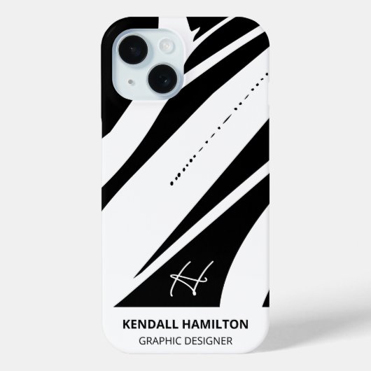 白黒モノグラモダンムスタイリッシュ抽象芸術 Case-Mate iPhoneケース (裏面)