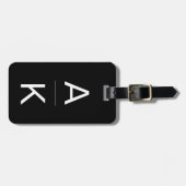 白黒モノグラモダンムパーソナライズされた ラゲッジタグ (正面横)