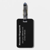 白黒モノグラモダンムパーソナライズされた ラゲッジタグ (裏面縦)