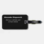 白黒モノグラモダンムパーソナライズされた ラゲッジタグ (裏面横)