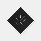 白黒モノグラモダンム結婚ズ スタンダードカクテルナプキン (角)