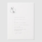 白黒モノグラモダンム結婚ズ ベラム紙招待状 (正面)