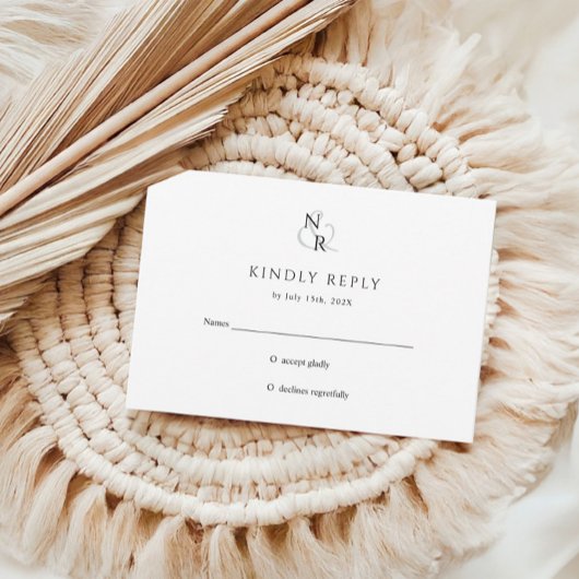 白黒モノグラモダンム結婚ズ 出欠カード