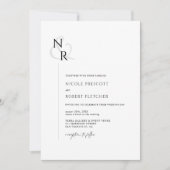 白黒モノグラモダンム結婚ズ 招待状 (正面)