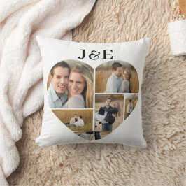 白黒モノグラームハートフォトコラージュ クッション