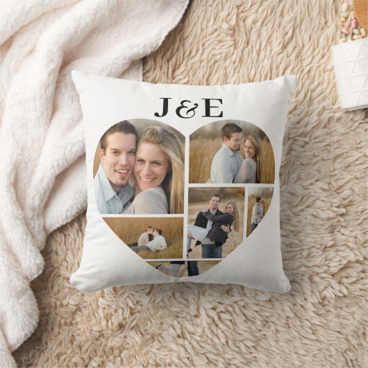 白黒モノグラームハートフォトコラージュ クッション (ブランケット)