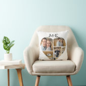 白黒モノグラームハートフォトコラージュ クッション (椅子)