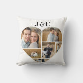 白黒モノグラームハートフォトコラージュ クッション (正面)