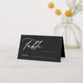 白黒モノグ結婚ラムの表番号 プレイスカード (正面)