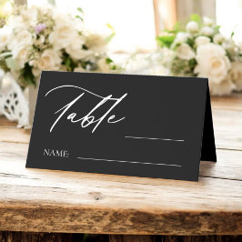 白黒モノグ結婚ラムの表番号 プレイスカード