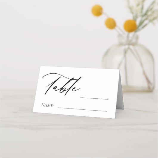 白黒モノグ結婚ラムの表番号 プレイスカード (正面)